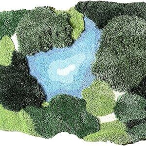 20x35 Inch 3D Moss Rug,Shag Carpet Leaf Area Bathroom Rugs, Non Slip Bath Mat